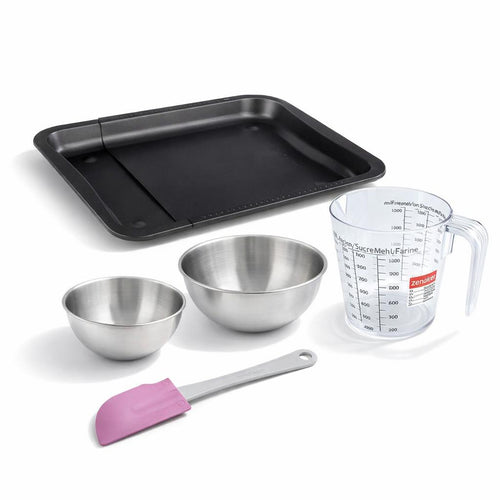 Zenker - Set Pâtisserie Avec Plaque De Four Extensible De 35-52 Cm, 2 Bols À Mixer, Verre Mesureur Et Spatule Zenker - Noir