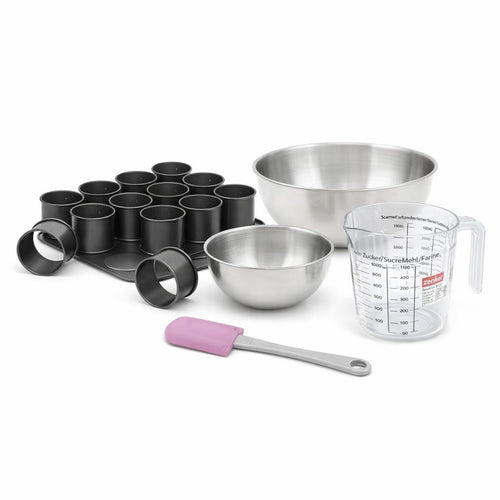 Zenker - Set À Pâtisserie 1 Plaque De 12 Mini-Moules 2 Bols À Mixer 1 Verre Mesureur Et 1 Spatule Zenker Black Metallic - Noir