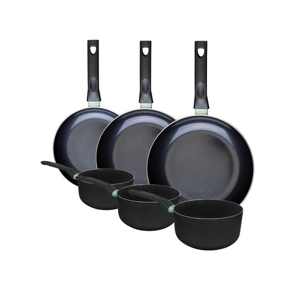 Set Di 3 Padelle E 3 Casseruole Fackelmann Brandao - Nero/Verde