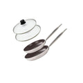 Set De 2 Poêles Céramique Sans Pfas Et 2 Couvercles Bistro Line Elo - Gris/Noir/Transparent