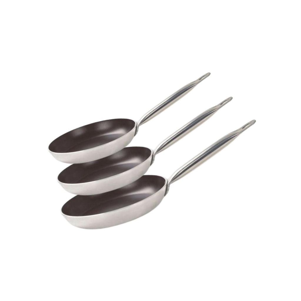 Set De 3 Poêles Céramique Sans Pfas Bistro Line Elo - Gris/Noir