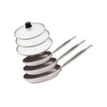 Set of 3 PFAS-Free Ceramic Frying Pans and 3 Lids Elo Bistro Line - Grey/Black/Transparent