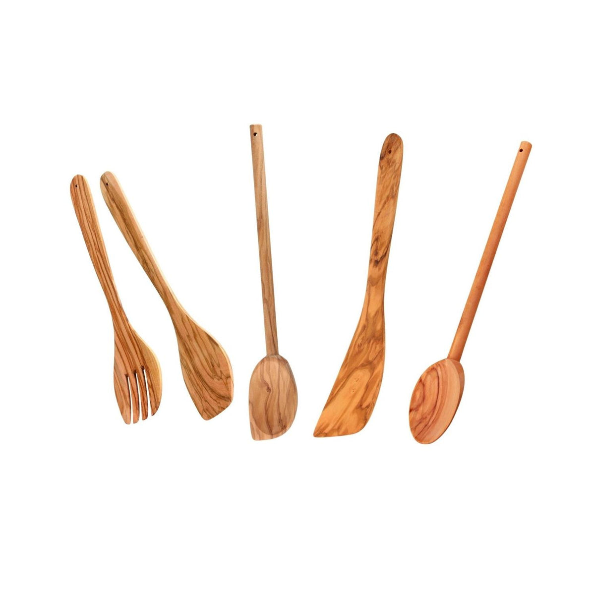 Set Di Posate Da Insalata, Cucchiai E Spatola Fackelmann Edizione Legno D'Ulivo - Legno Marrone