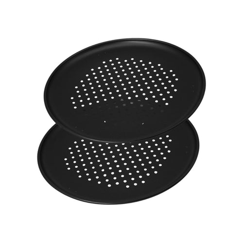 Zenker - Lot De 2 Plaques À Pizza À Fond Perforé 32 Cm Zenker Spécial Countries - Noir