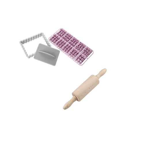Zenker - Tampon Alphabet Pour Biscuit Zenker Et Mini Rouleau À Pâtisserie - Gris|Bois
