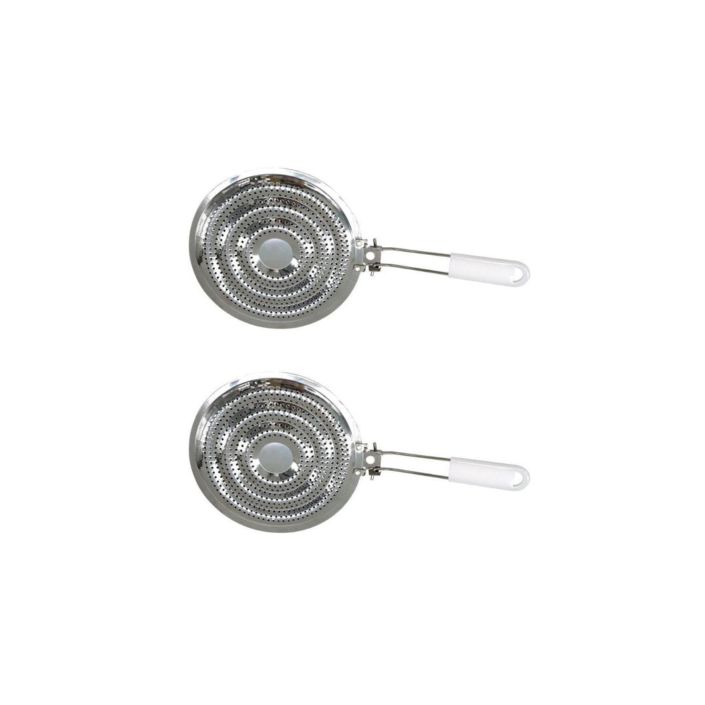 Set Di 2 Spargifiamma Per Piano Cottura A Gas Fackelmann - Bianco/Inox