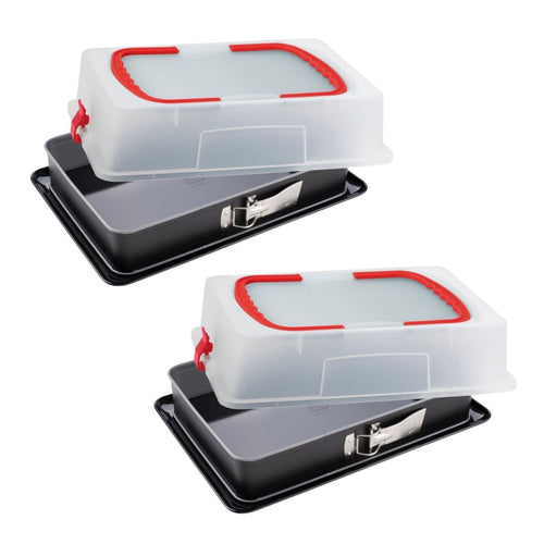 Dr Oetker - Lot De 2 Moules À Charnière Rectangulaires Avec Couvercle De Transport 42 X 29 Cm Dr. Oetker Back-Idee Kreativ - Noir