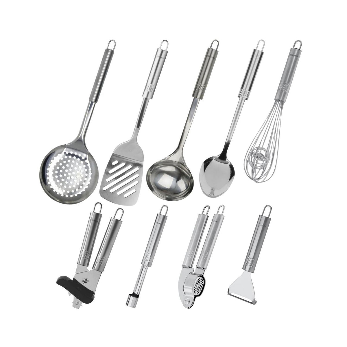 Ensemble De 9 Ustensiles De Cuisine Inox Fackelmann Ovale - Gris