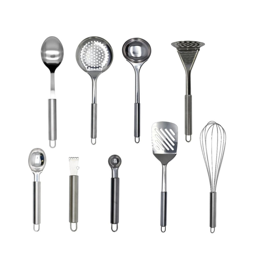Ensemble Ustensiles De Cuisine 9 Pièces Fackelmann Elemental - Inox