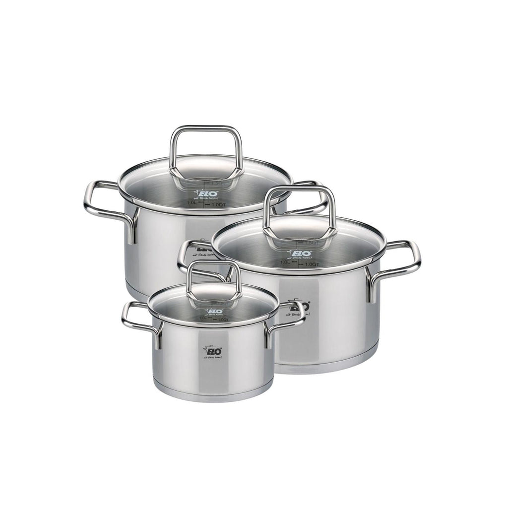 Set De 3 Faitouts Avec Couvercles En Verre Elo Citrin - Transparent/Gris