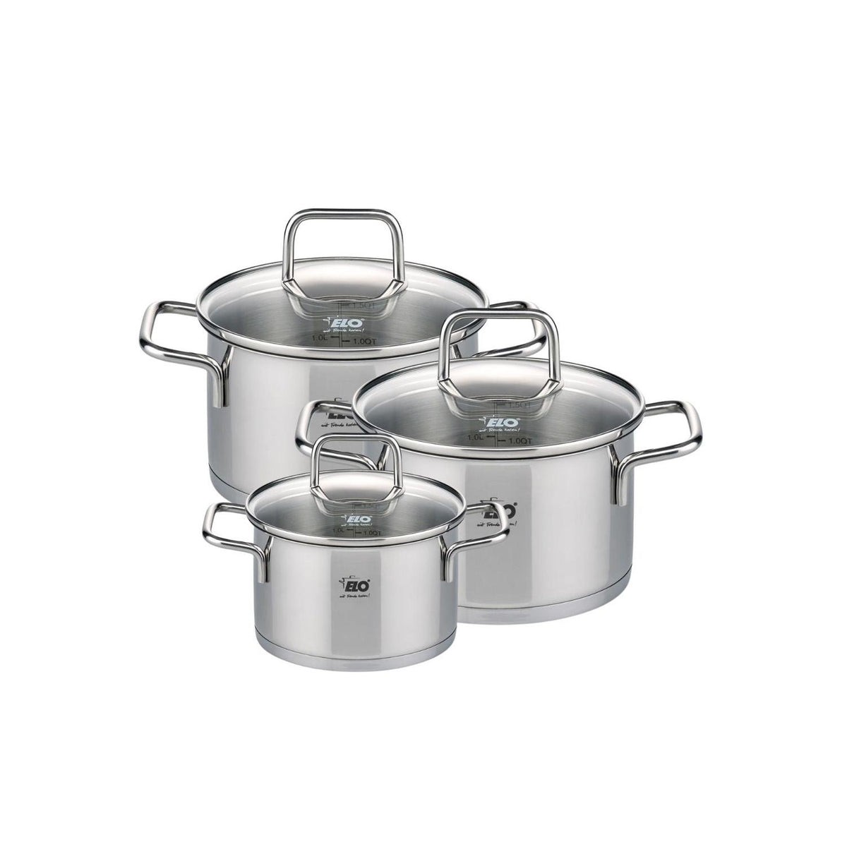 Set De 3 Faitouts Avec Couvercles En Verre Elo Citrin - Transparent/Gris