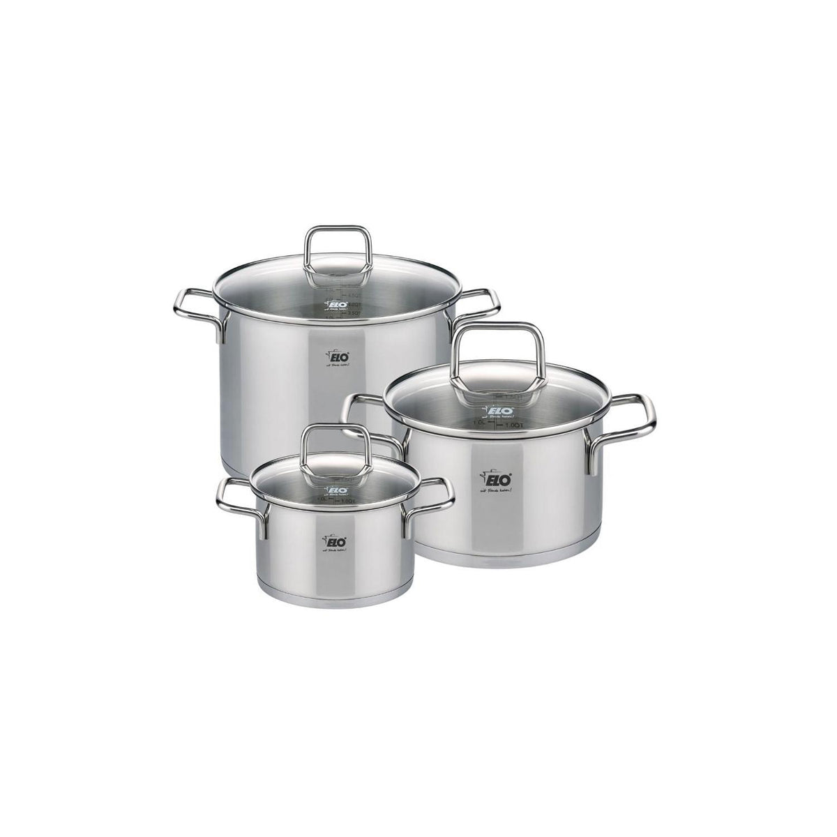 Set De 3 Cacerolas De Acero Inoxidable Elo Citrin - Transparente/Gris