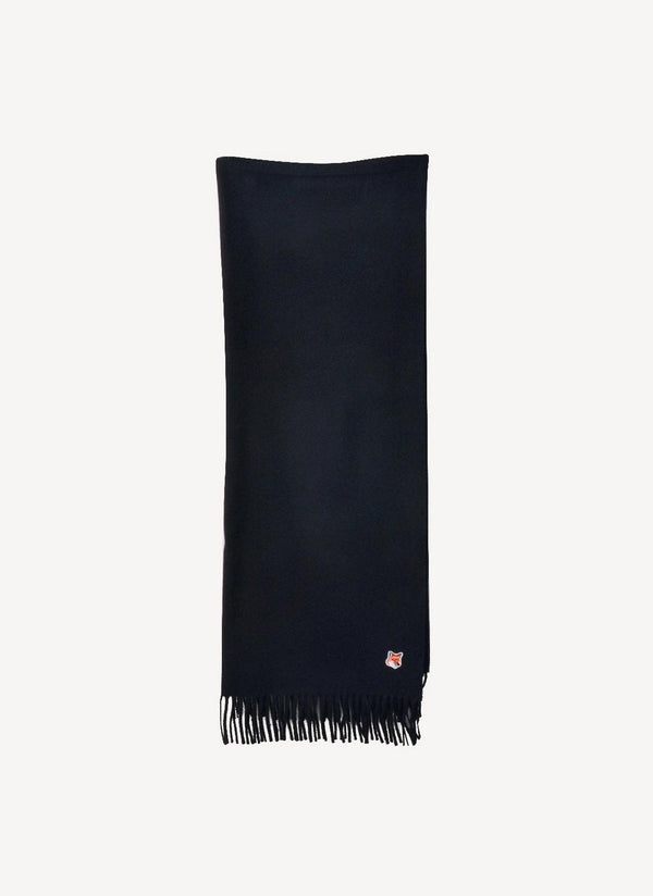 Maison Kitsune - Fox Head Patch Wool Scarf - Black P199 - Unisex