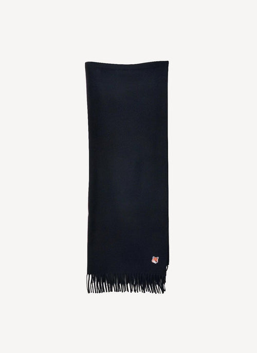 Maison Kitsune - Fox Head Patch Wool Scarf - Black P199 - Unisex