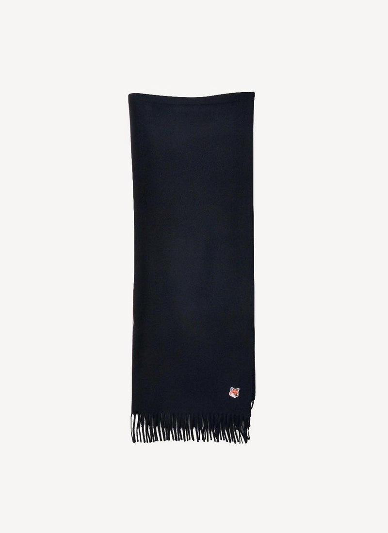 Maison Kitsune - Fox Head Patch Wool Scarf - Black P199 - Unisex