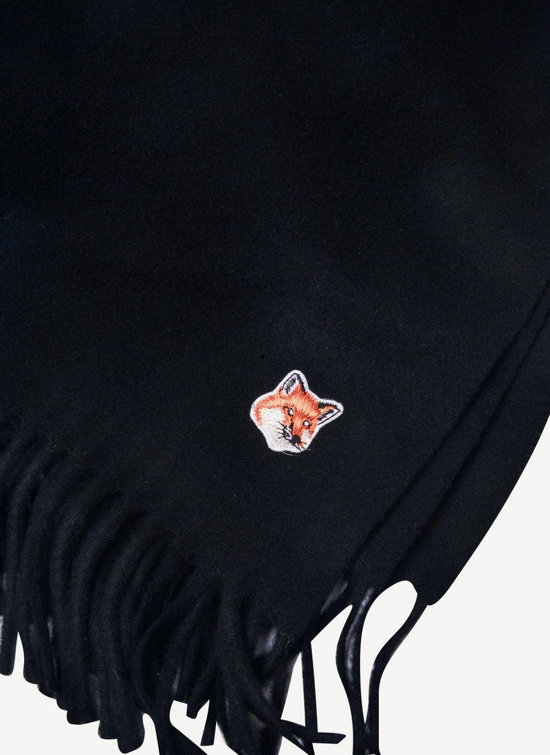 Maison Kitsune - Fox Head Patch Wool Scarf - Black P199 - Unisex