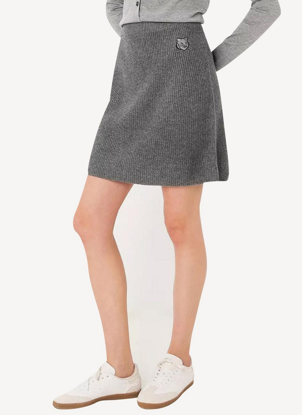 Maison Kitsune - Fancy Ribbed Skirt - Light Grey Melange - Mujer