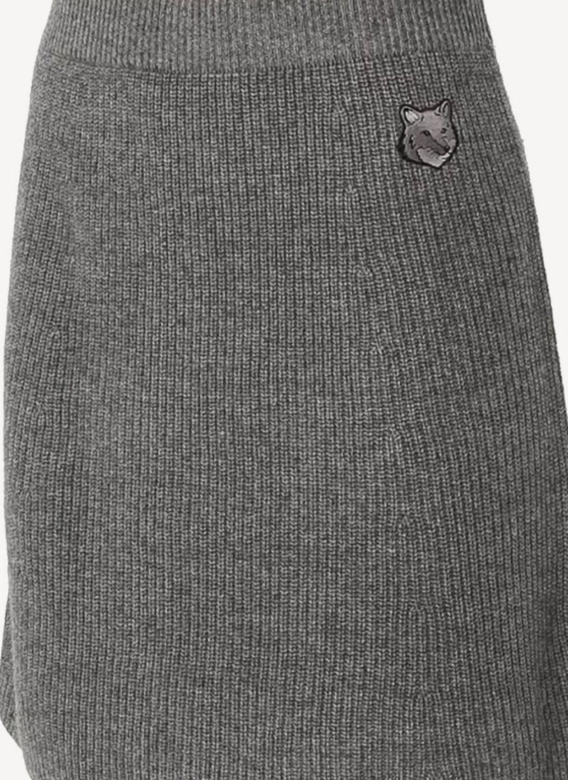 Maison Kitsune - Fancy Ribbed Skirt - Light Grey Melange - Femme