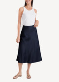 Maison Kitsune - Satin Mary Flared Skirt - Dark Navy - Femme
