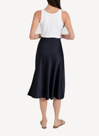 Maison Kitsune - Satin Mary Flared Skirt - Dark Navy - Femme
