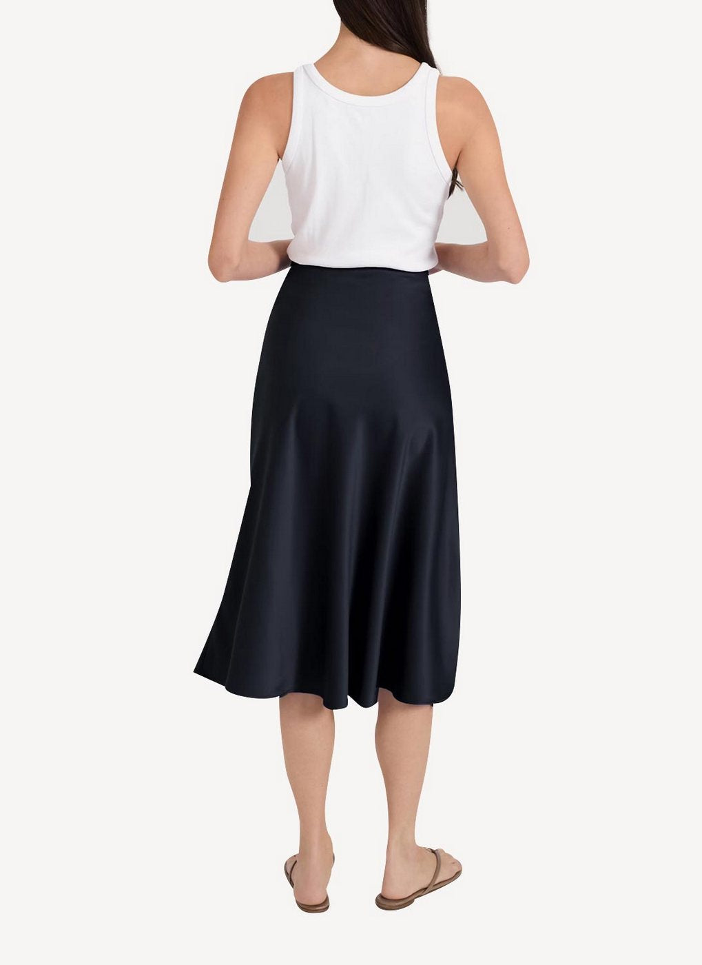 Maison Kitsune - Satin Mary Flared Skirt - Dark Navy - Femme