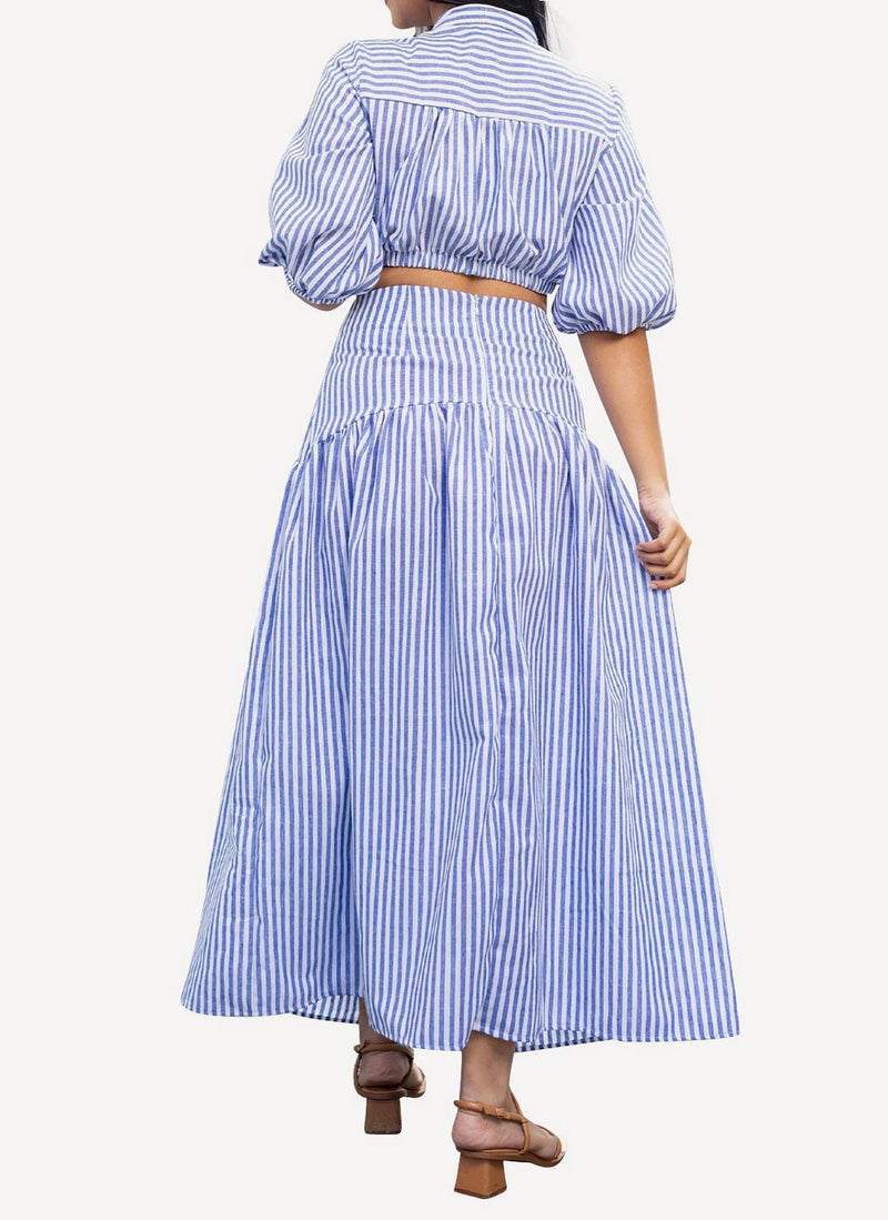 Maison Kitsune - Cotton Stripes Estelle Skirt - Blue Stripe - Femme