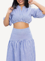Maison Kitsune - Cotton Stripes Estelle Skirt - Blue Stripe - Femme
