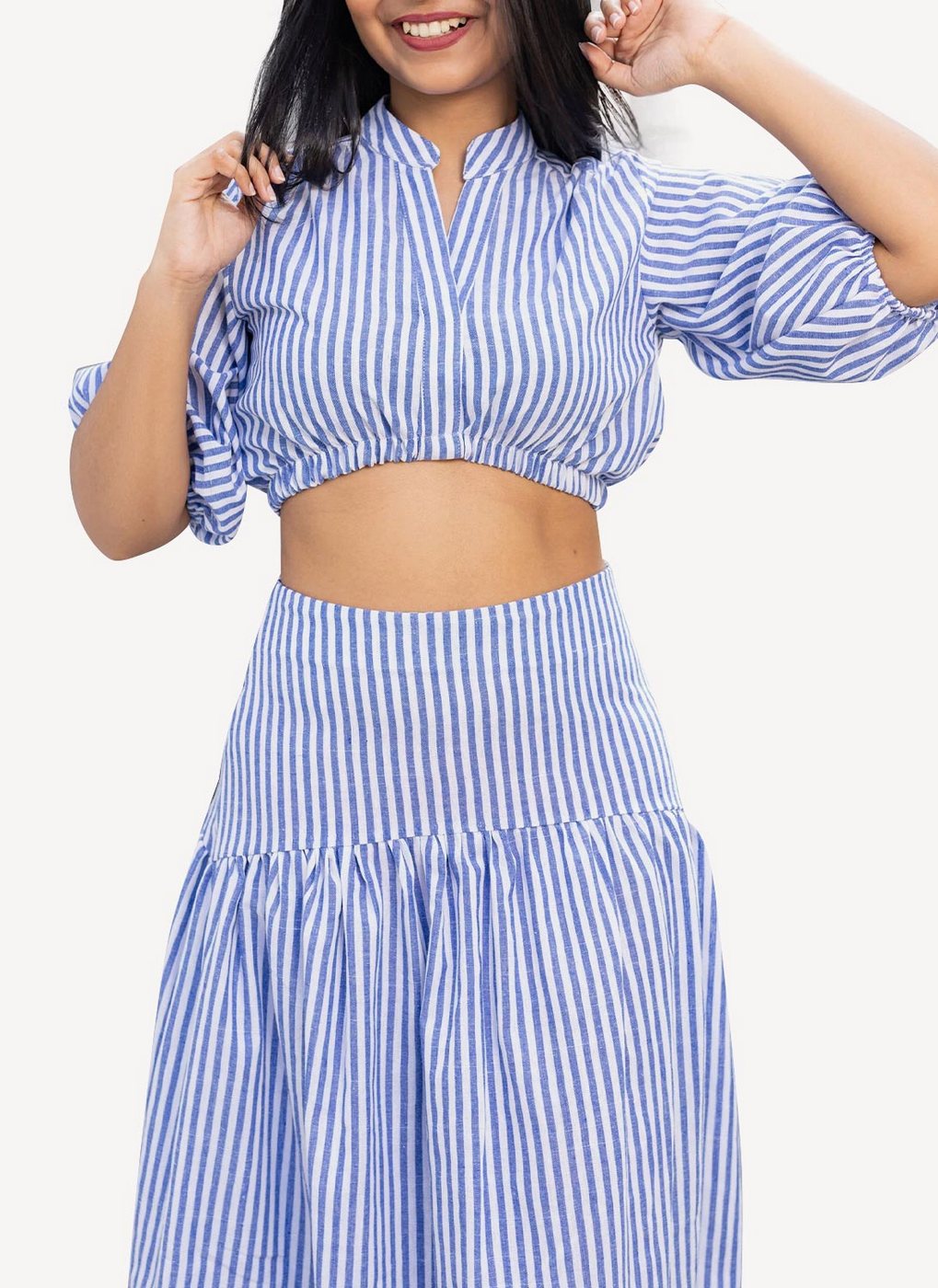 Maison Kitsune - Cotton Stripes Estelle Skirt - Blue Stripe - Femme