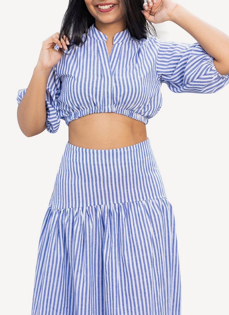 Maison Kitsune - Cotton Stripes Estelle Skirt - Blue Stripe - Femme