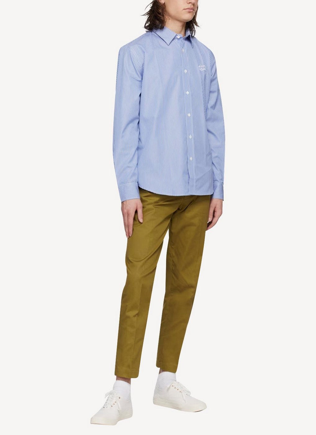 Maison Kitsune - Large Pleated Bermuda - Khaki Stripe - Hombre