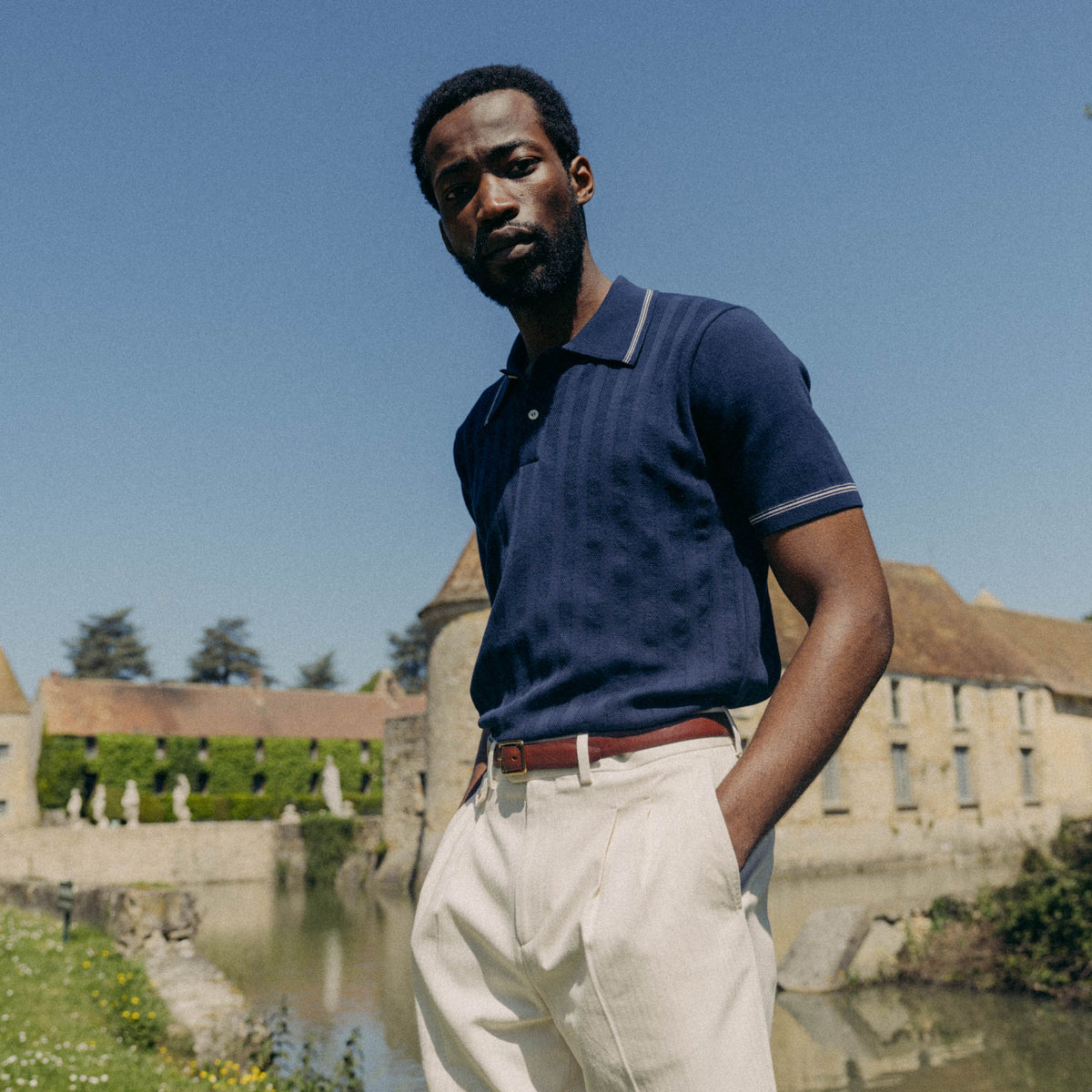 Polo En Maille Marine