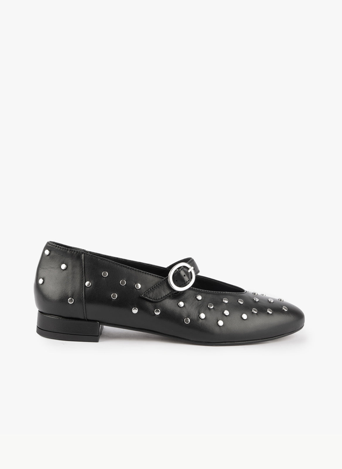Ballerine Cassandre - Pelle liscia con borchie - Nero
