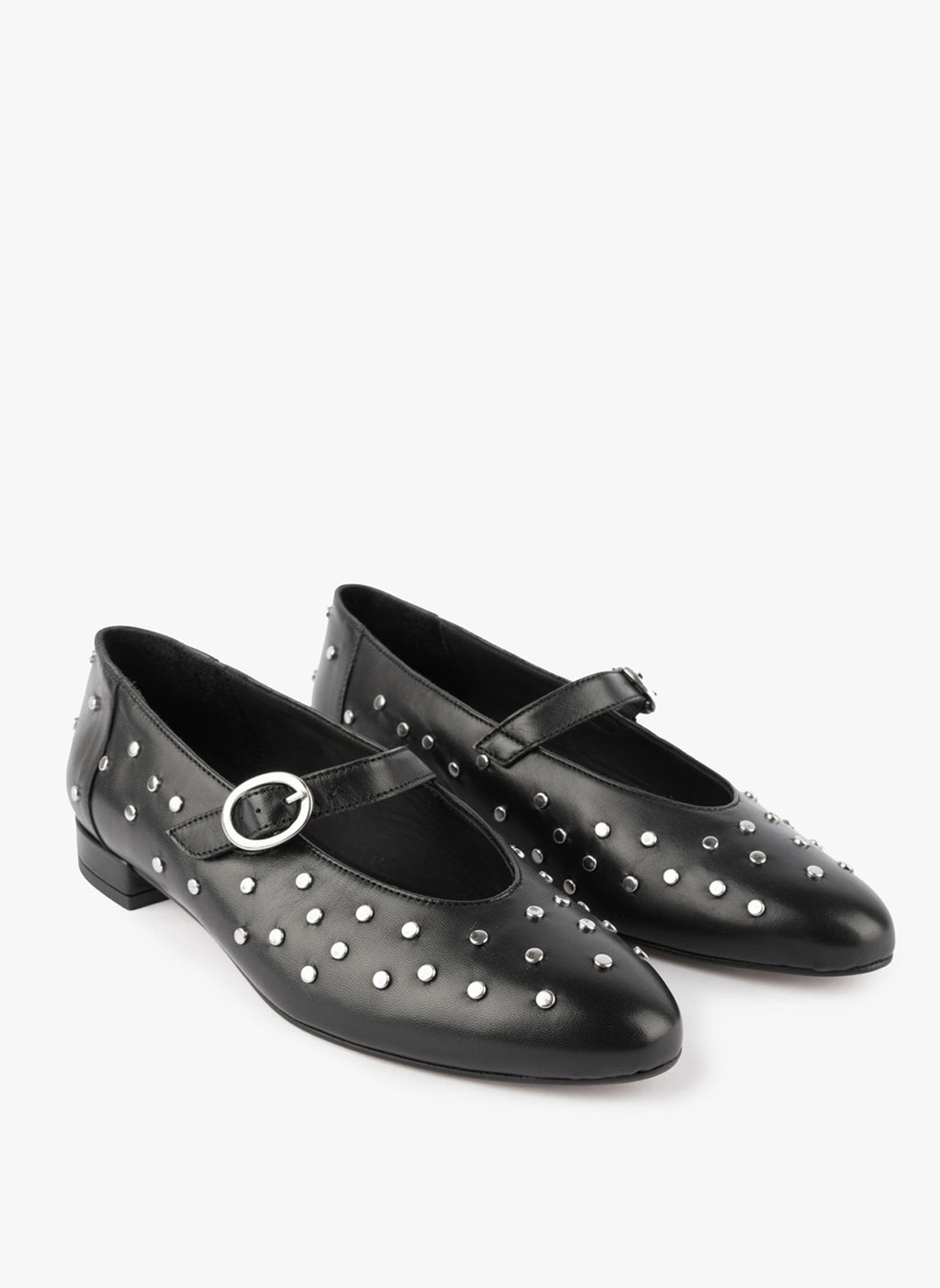 Ballerine Cassandre - Pelle liscia con borchie - Nero