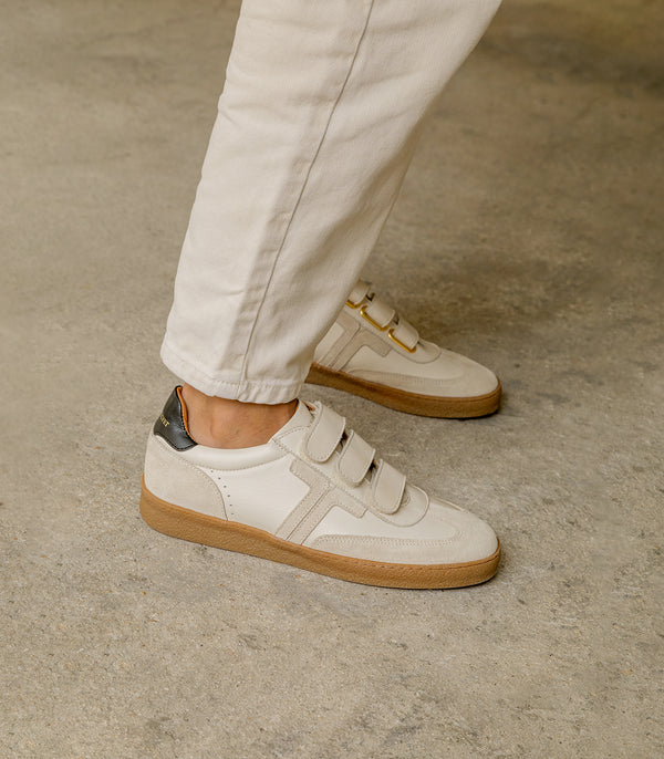 Sneakers Susanna - Pelle liscia - Crema / Nero