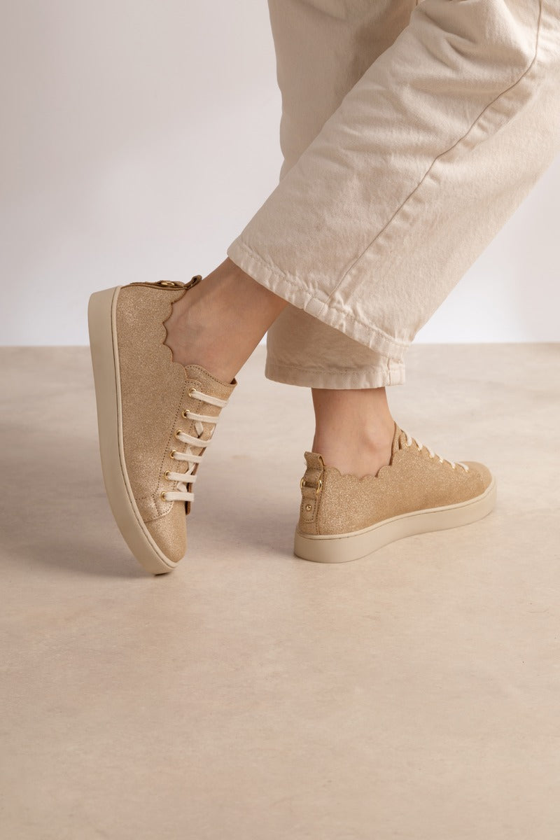 Julie Trainers - Glitter Leather - Light Gold