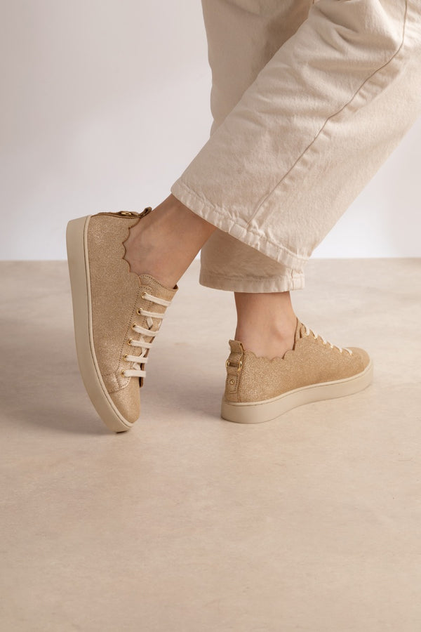 Sneakers Julie - Pelle glitterata - Oro chiaro