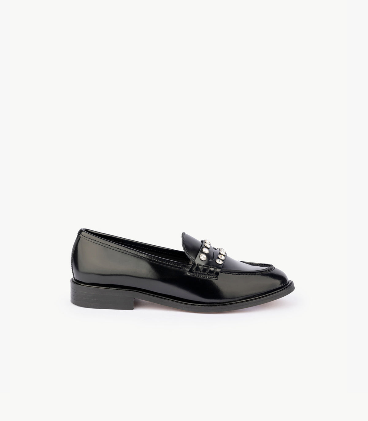 Mocassini Rosalie - Pelle liscia / Strass - Nero