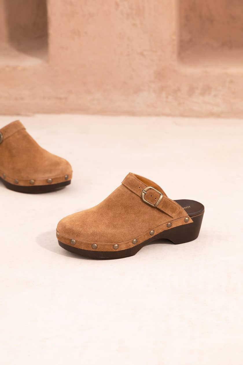 Zoccoli Colette - Pelle scamosciata - Cognac