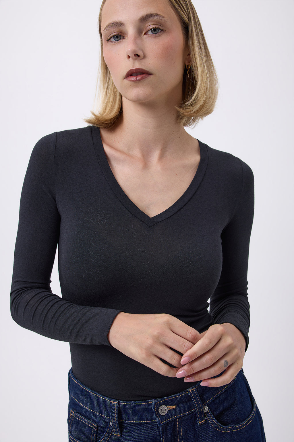 T Shirt V Neck Malibu - Noir - Femme