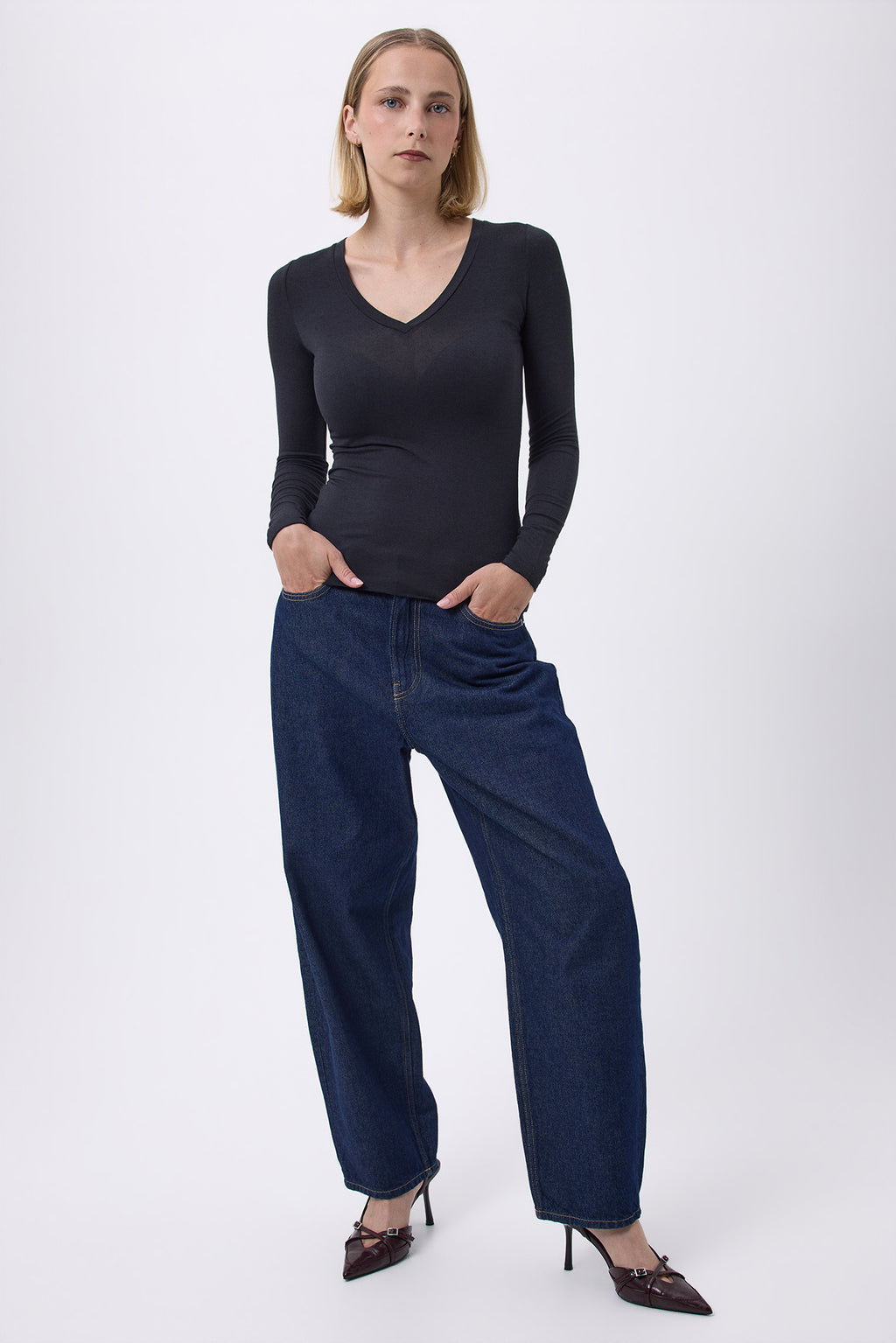 T Shirt V Neck Malibu - Noir - Femme