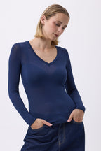 T-shirt med V-udskæring Malibu - Marineblå - Dame