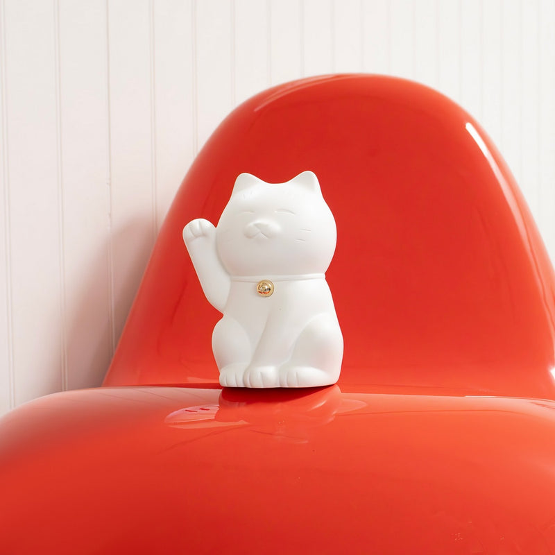 Maneki Neko - LD Studio - 15 Cm - Blanc Mat & Or