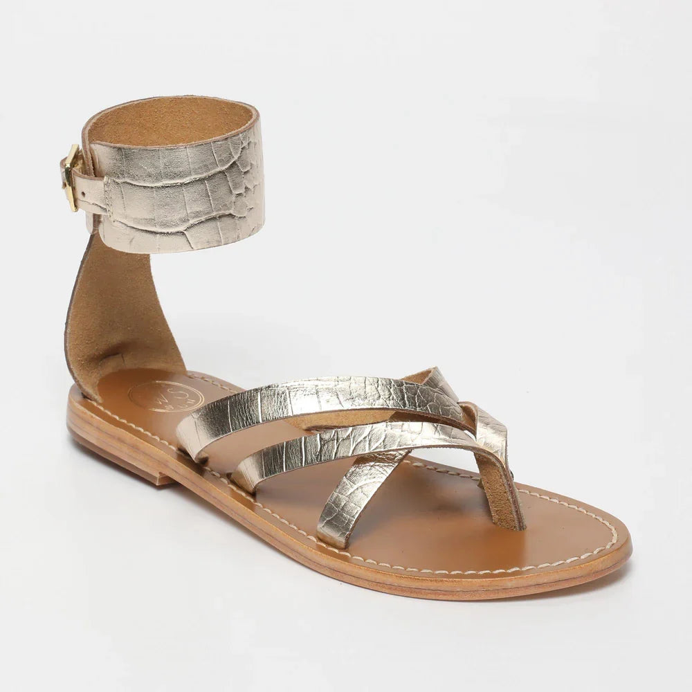 Manoa Sandals - Light Gold Croco