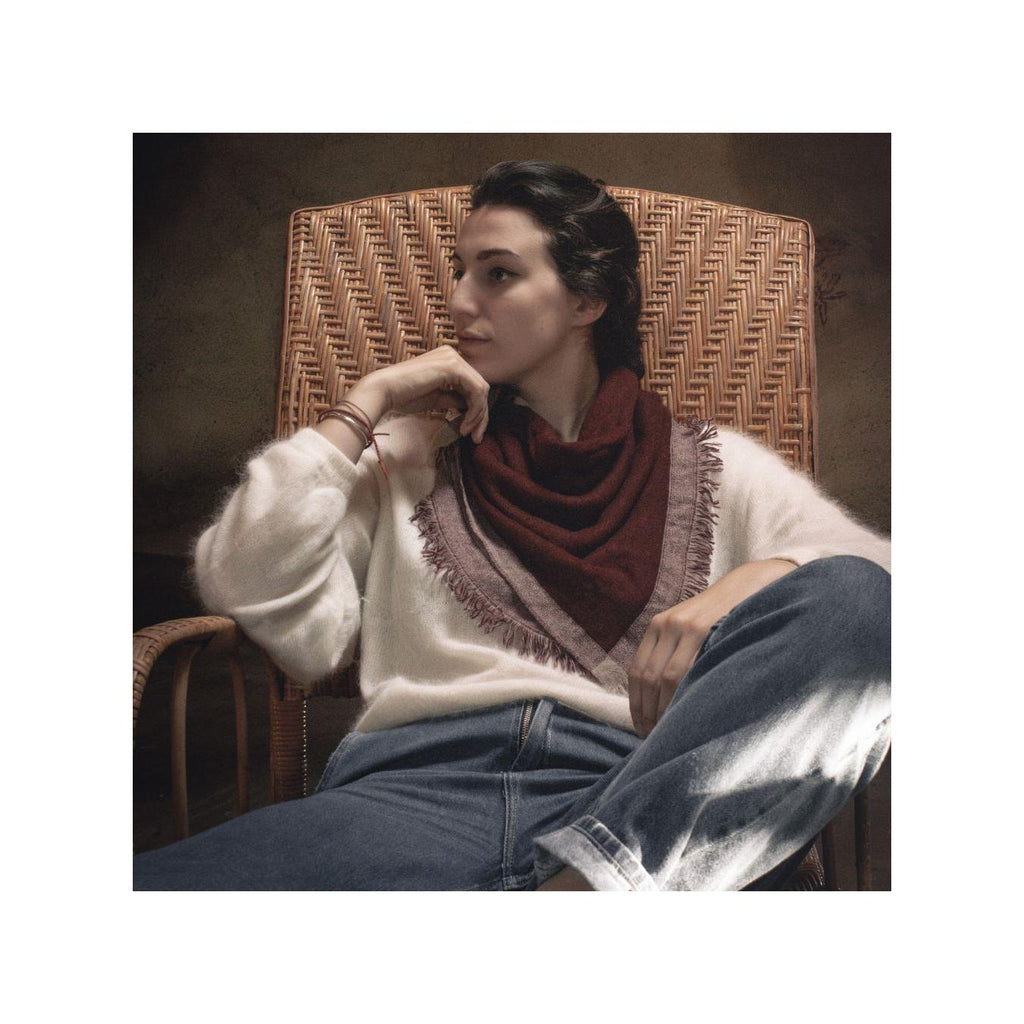 Wool Cashmere Square - Manollo - Bordeaux
