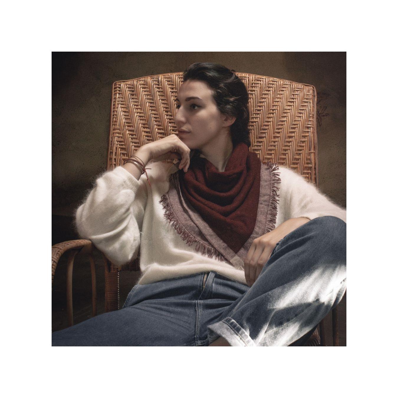 Wool Cashmere Square - Manollo - Bordeaux