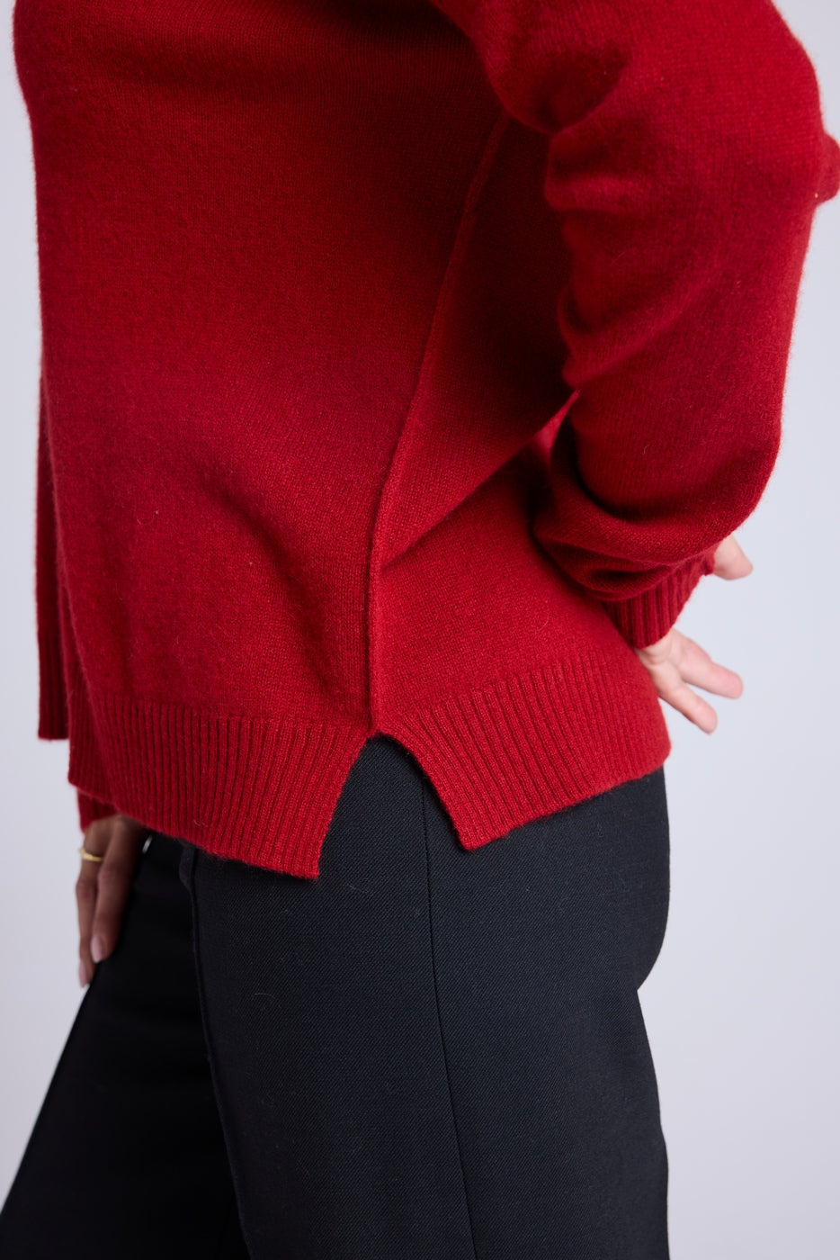 Jersey Cuello V Oversize Costuras Manon - Rojo Burdeos