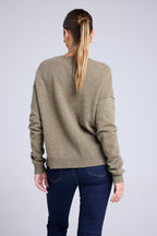 Oversized Trui Met V-hals En Naden Manon - Khakigroen - Dames