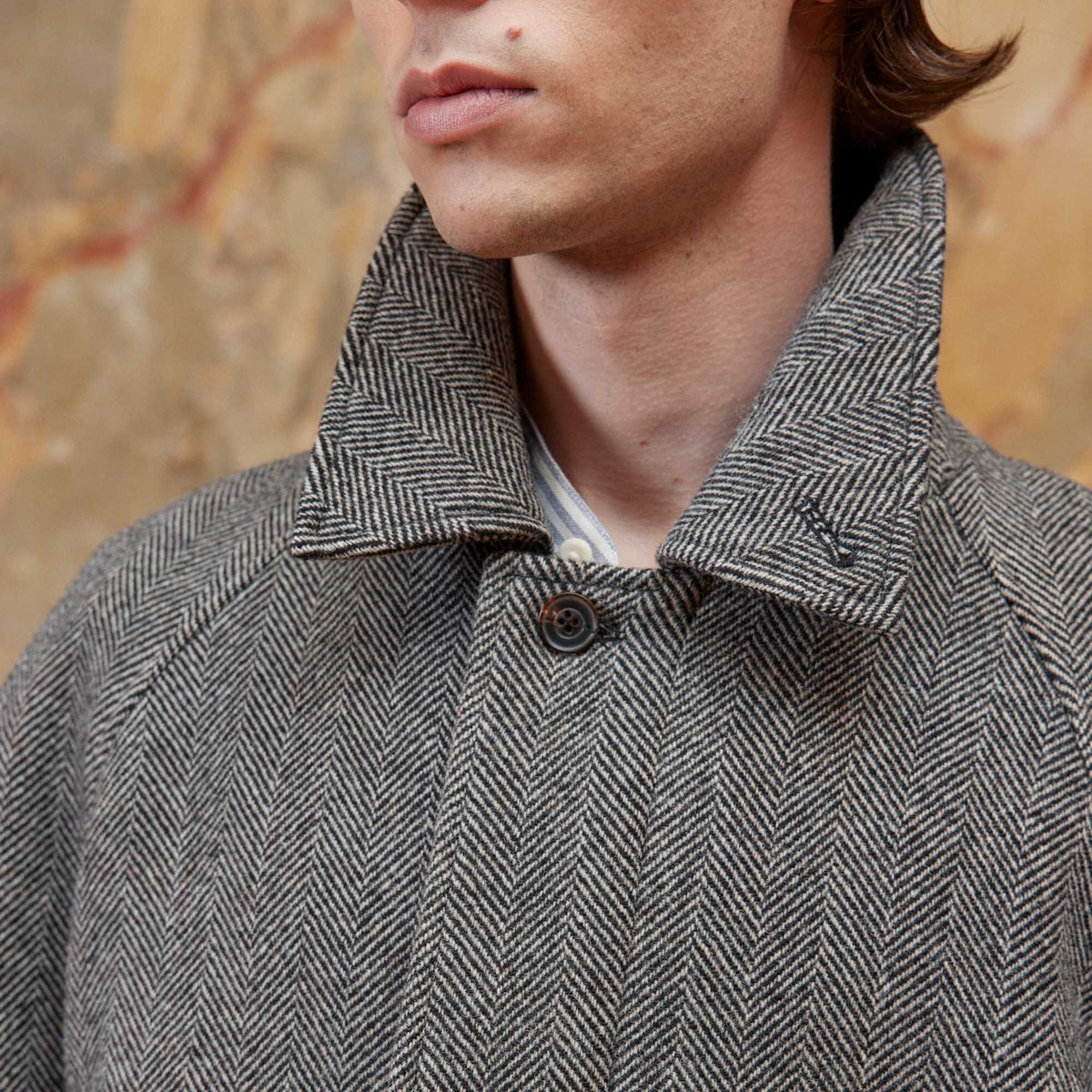 Manteau Balmacaan En Laine Vierge Gris
