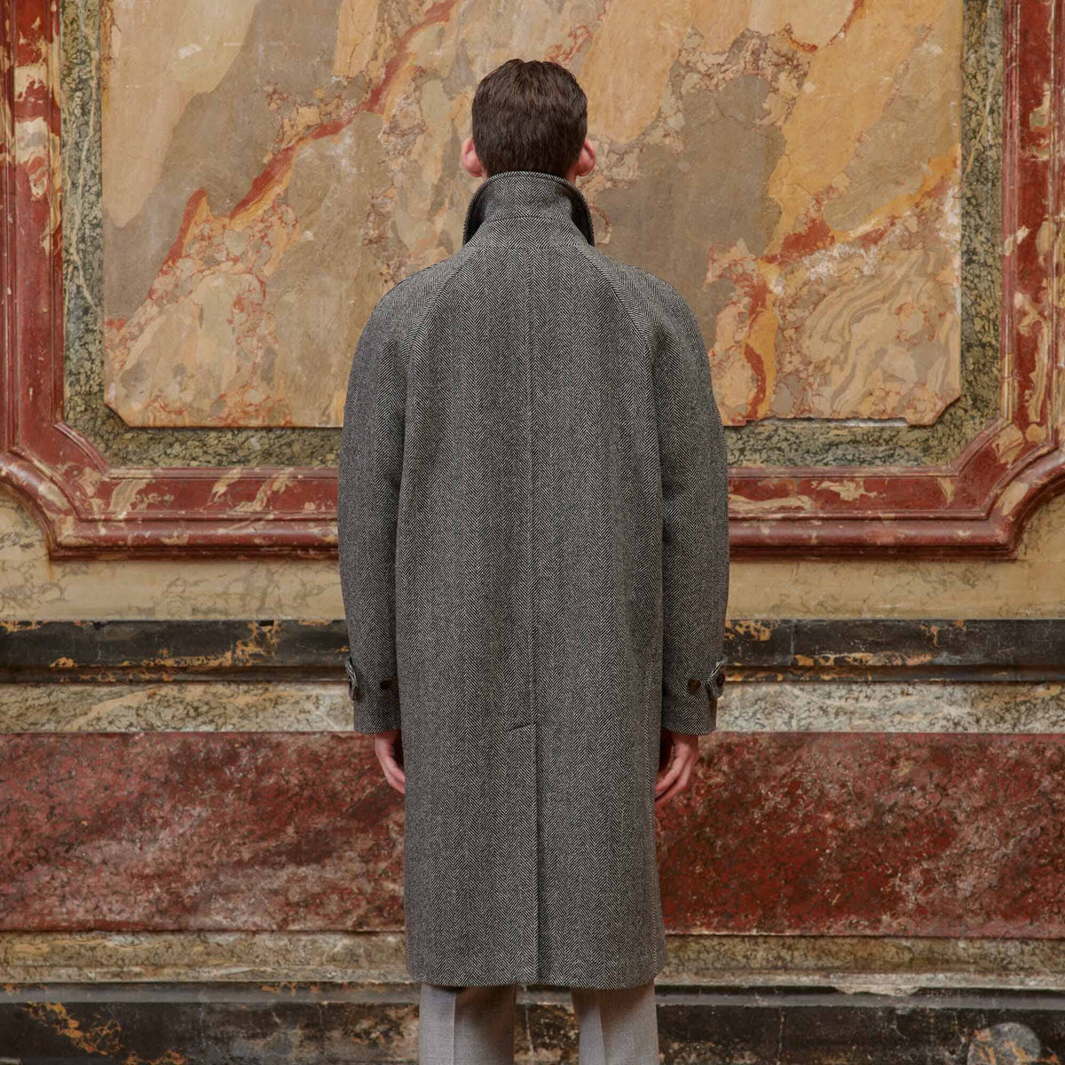 Manteau Balmacaan En Laine Vierge Gris