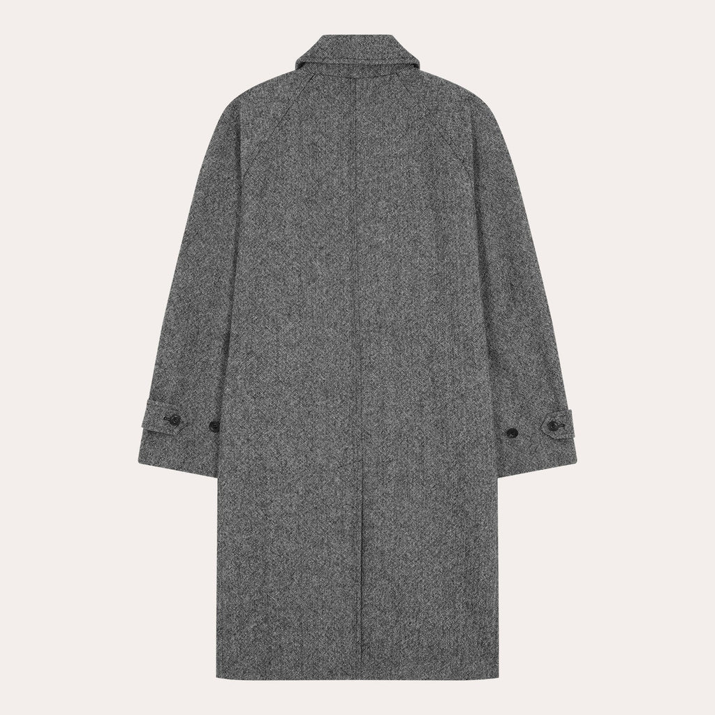 Manteau Balmacaan En Laine Nattée Grise